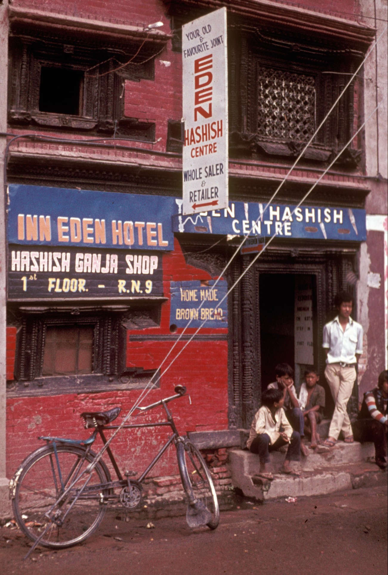A shop selling marijuana in Freak Street, 1973